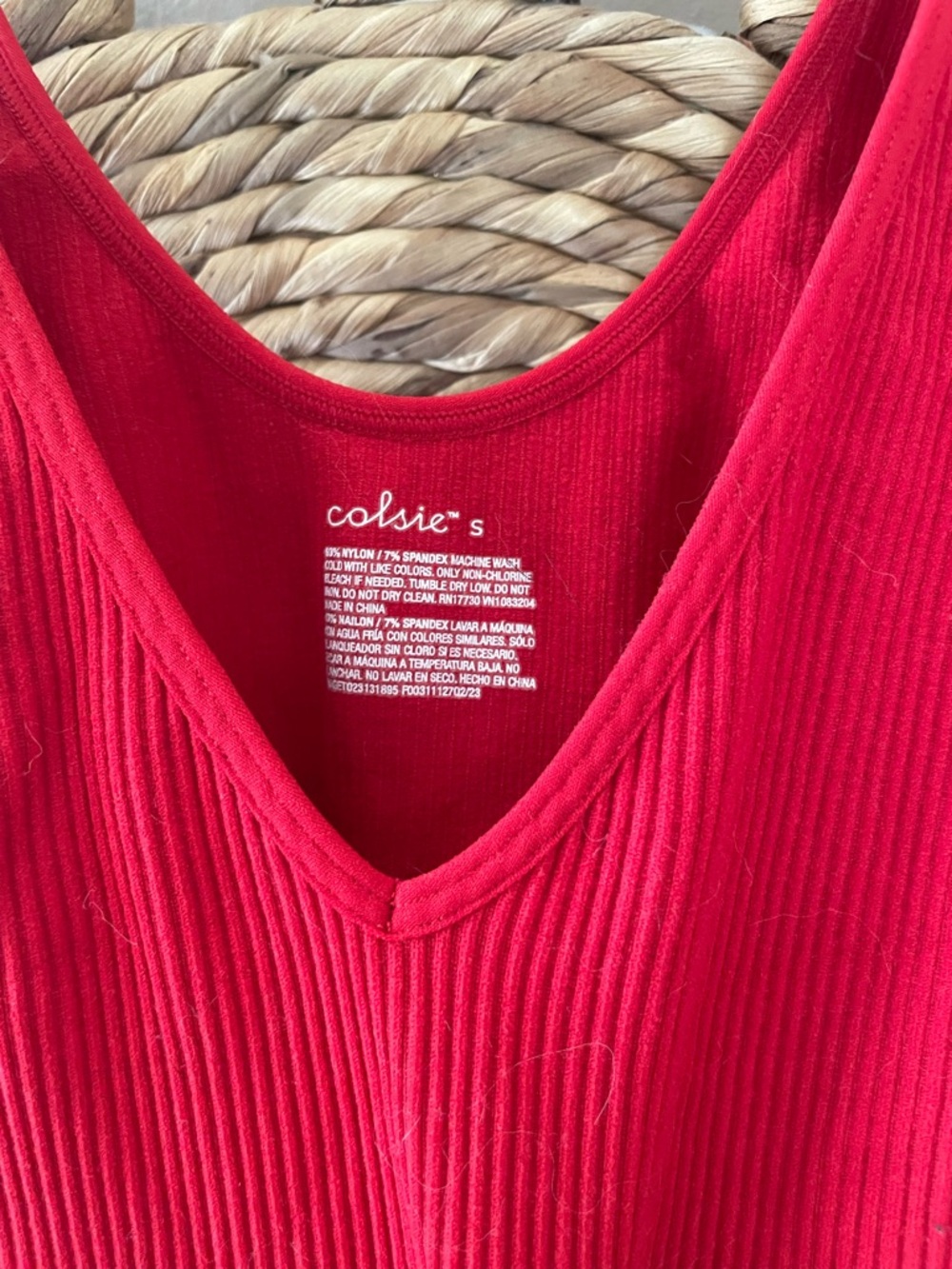 Colsie Red Ribbed Bodysuit - Picture 2 of 3